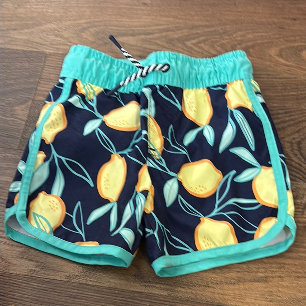 Cat & Jack Yellow and Blue Lemon Print Swim Trunks